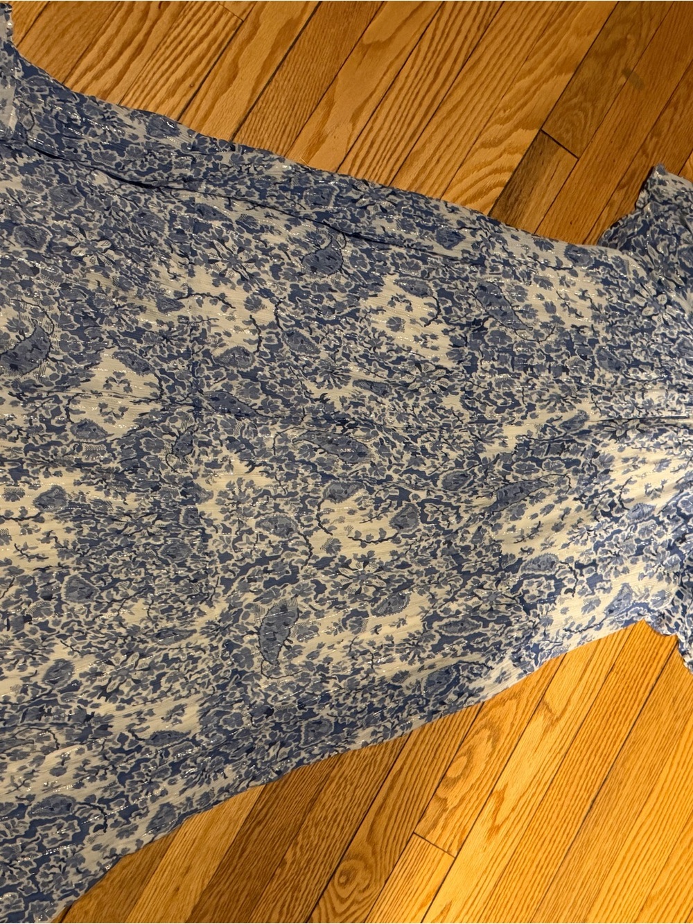 Sezane Light Blue Floral Off-the-Shoulder Midi Dress - Picture 5 of 13